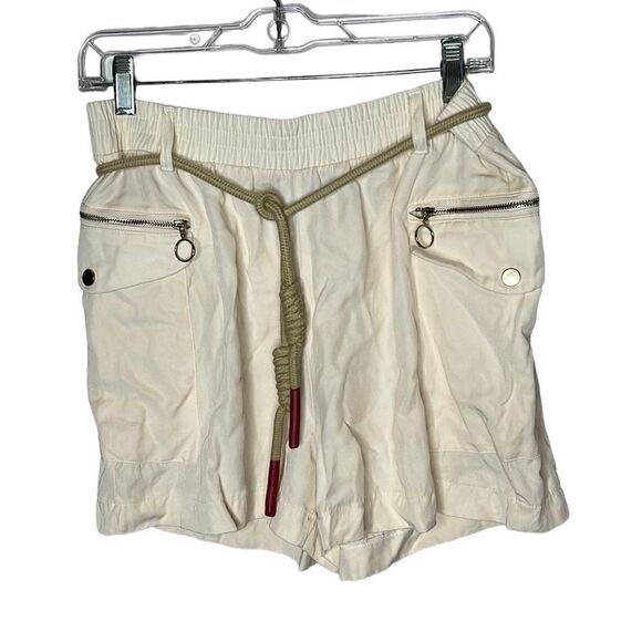 Zara Cord Belt Cream High Waisted Shorts. Size Medium. - Picture 1 of 10